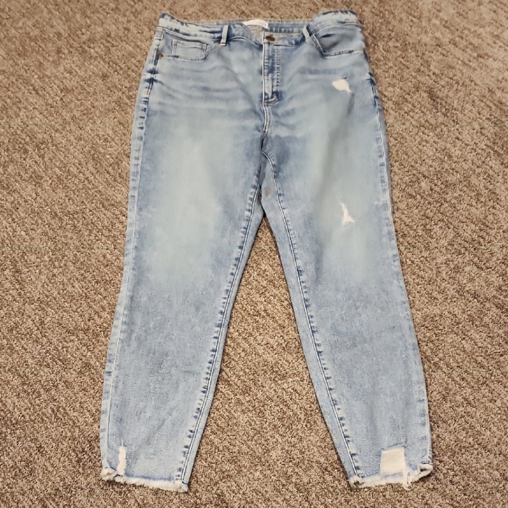 Loft curve high waist skinny ankle Light Blue Distressed Women's Jeans